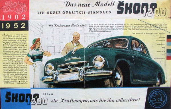 Skoda 1200 Modelprogram 1952 Carbrochure (8675)